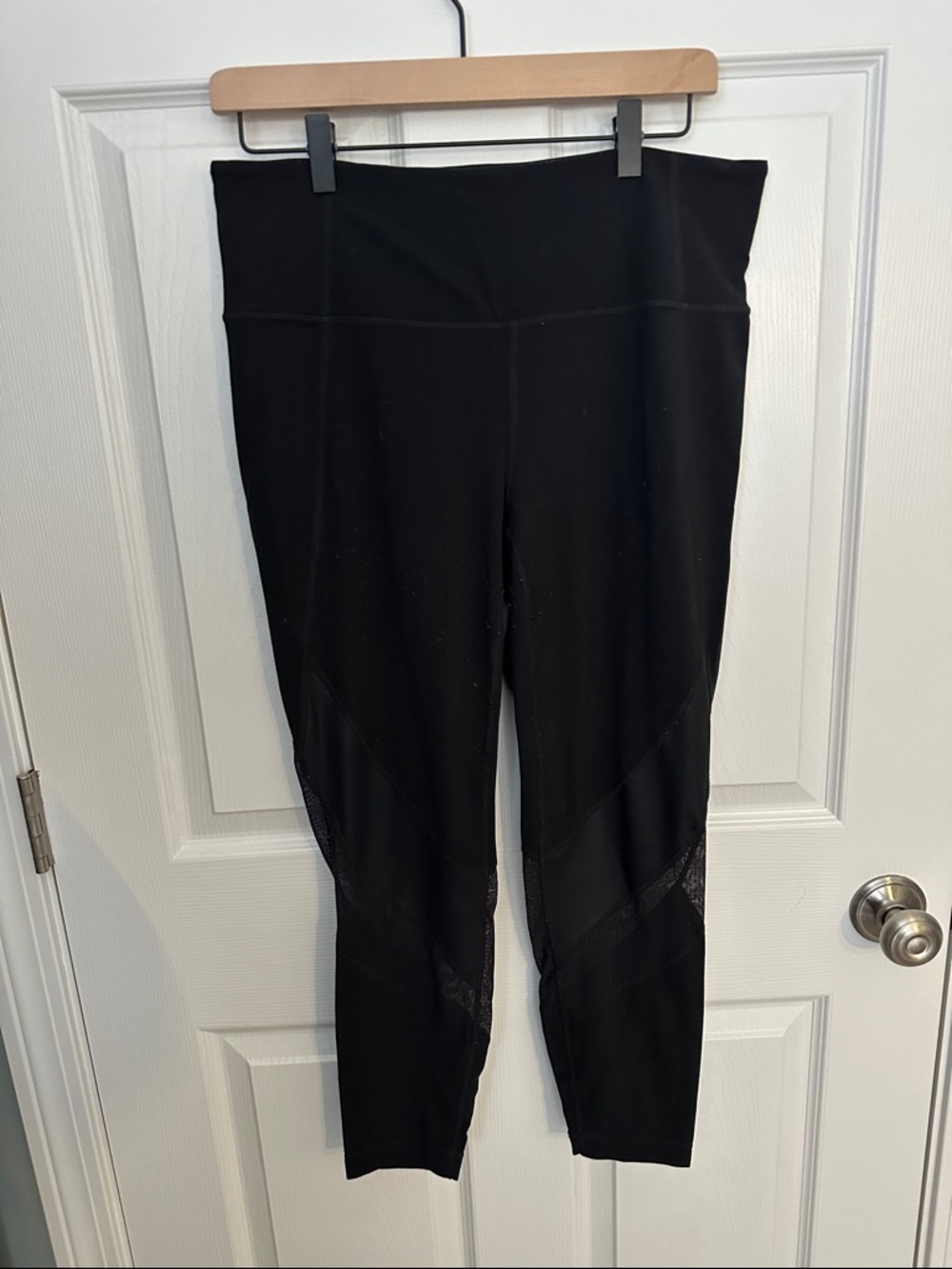 Athleta Black High-Waist Leggings with Mesh Panels